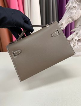 Hermès Pochette Kelly Mini Swift Etoupe