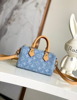 Louis Vuitton Monogram Denim Nano Speedy Handbag Blue