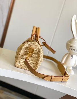 Louis Vuitton Damier Raffia Keepall Bandouliere 25 Natural Beige