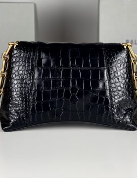 Balenciaga Downtown XS Crocodile-Embossed Shoulder Bag – Black