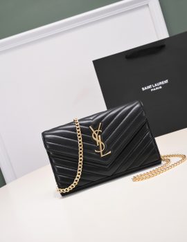 Yves Saint Laurent Cassandre Chain Wallet in Lambskin