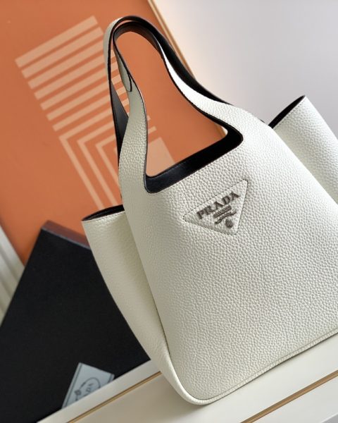 Prada Small Leather Tote Bag White