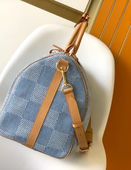 Louis Vuitton Keepall Bandouliere 50 Damier Denim 3D Blue Denim